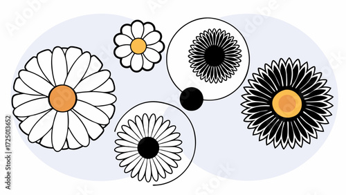 flowers with illustration art grain effect effect noise vintage and chrysanthemum stipple texture halftone trendy chamomile and photocopy rose set icon vector grunge 13572899 1