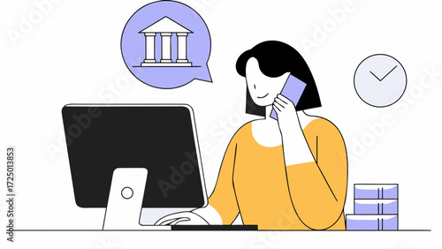hispanic business woman manager in cell using mobile office phone smiling latin app indian sitting girl gadget on or space student copy modern or library online smartphone working holding l 82254566 1