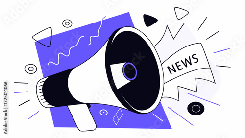 megaphone illustration art news social media propaganda information breaking collage with paper background texture trendy halftone event contemporary vector and public 54491820 1
