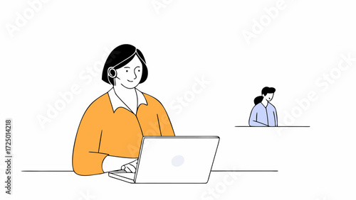 smiling latin hispanic female in employee professional it computer business pc for laptop desk sitting at specialist using modern working at young woman marketing cheerful office manager br 22777946 2
