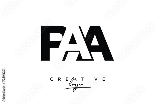 PAA Creative Minimalistic Negative Space Latter Logo with Modern Monogram for Branding and Business Letter mark Logo with Initial Letters Logo Design for Branding.	