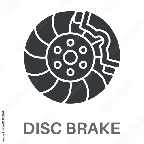 Disc Brake Silhouette Glyphs Concept Simple Style Design Vector