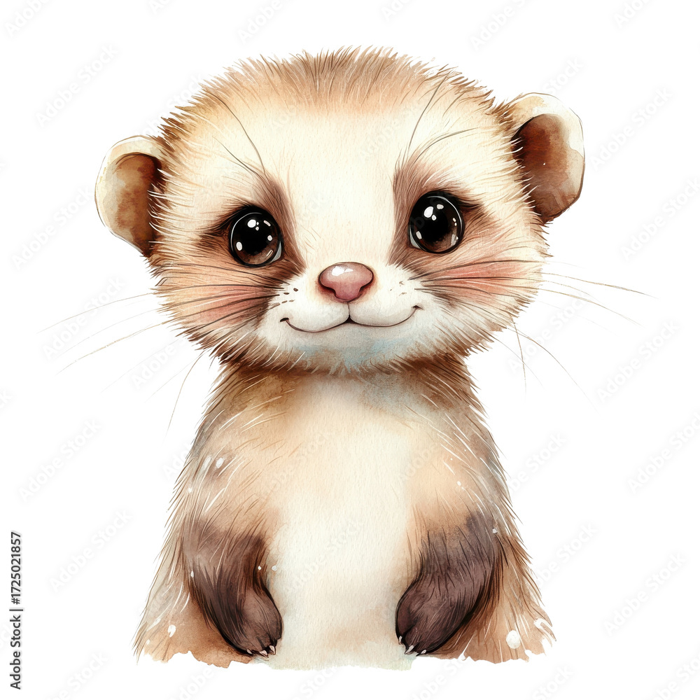 Fototapeta premium A cute ferret portrait on transparent background