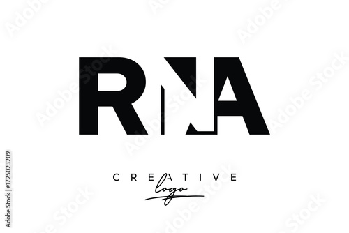 RNA Creative Minimalistic Negative Space Latter Logo with Modern Monogram for Branding and Business Letter mark Logo with Initial Letters Logo Design for Branding.	