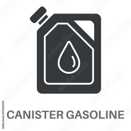 Canister Gasoline Silhouette Glyphs Concept Simple Style Design Vector