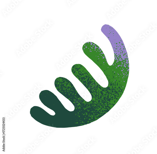 Icon of algae or seaweed in doodle style. Abstract geometric shape, figure or element. Textured silhouette of sea plant. Scribble of coral. Flat isolated vector illustration on white background