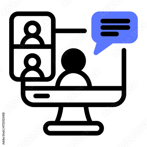 This Online Meeting icon is suitable for the Office Work, Office Culture, etc.