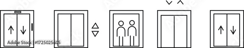 Elevator icon set, lift isolated banner poster icons, , flat elements for logo design, web design and mobile applications, apps or ui, Vector graphic designs, Elevator press for visa vector