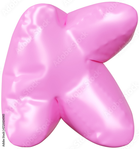 3D Pink inflatable letter K with a glossy plastic effect, inflated balloon style typography for trendy futuristic design