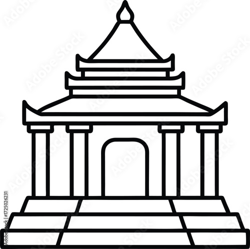 ancient temple with decorative carvings steps illustration on transparent