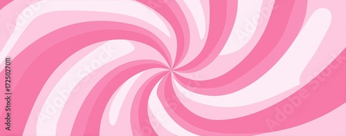 Seamless pink candy background with pink and white swirls and striped candy cane pattern, flat vector illustration using simple shapes and pink color palette