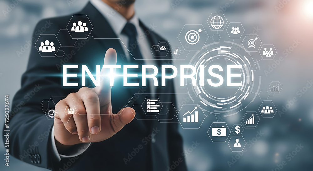 Fototapeta premium Enterprise Solutions Streamlining Business Processes Through Technology