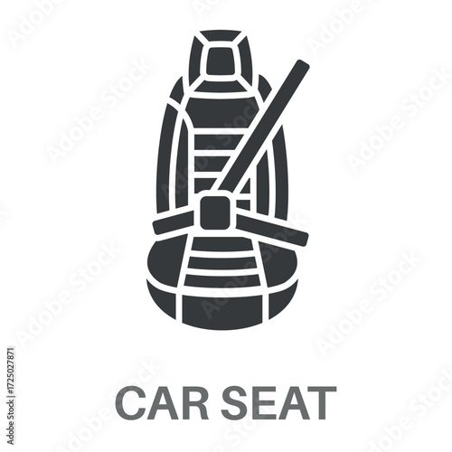 Car Seat Silhouette Glyphs Concept Simple Style Design Vector