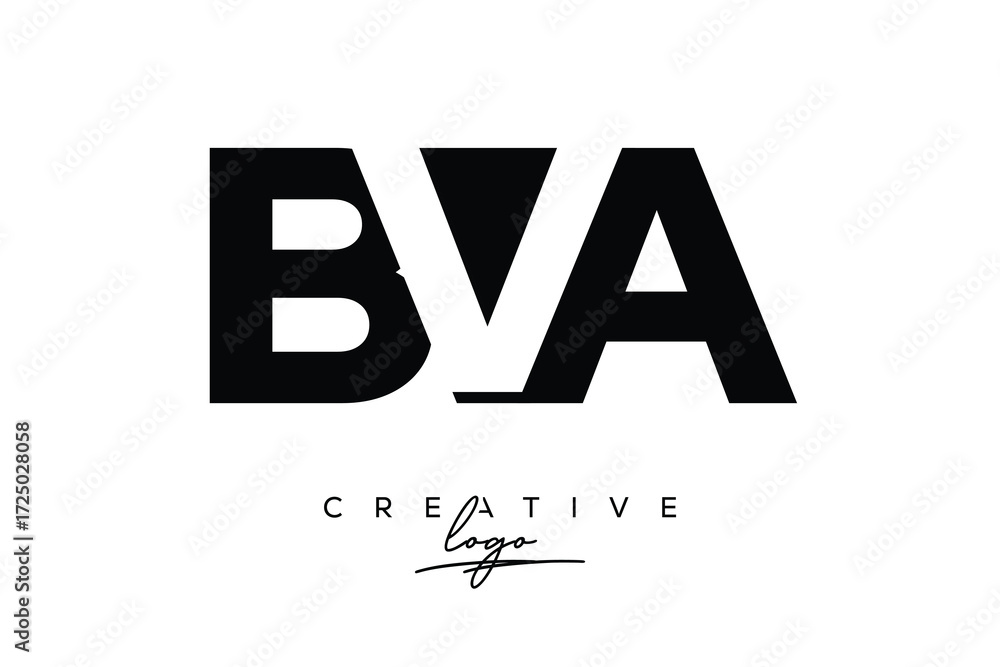 Fototapeta premium BVA Creative Minimalistic Negative Space Latter Logo with Modern Monogram for Branding and Business Letter mark Logo with Initial Letters Logo Design for Branding.