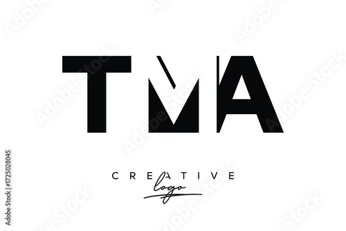 TMA Creative Minimalistic Negative Space Latter Logo with Modern Monogram for Branding and Business Letter mark Logo with Initial Letters Logo Design for Branding.