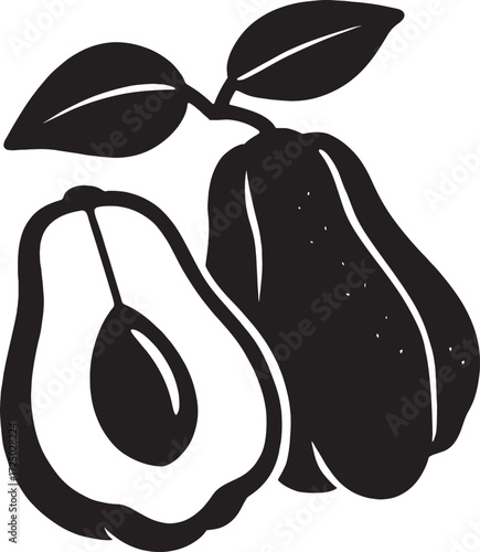 Simple Illustration of Avocado and a Similar Fruit