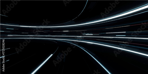 Speed of night motion capturing colorful light trails as vibrant lines on the highway road backgrounds