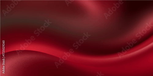 Luxurious red silk or satin fabric with smooth, flowing waves and soft texture, perfect as an elegant abstract backdrop or wallpaper design