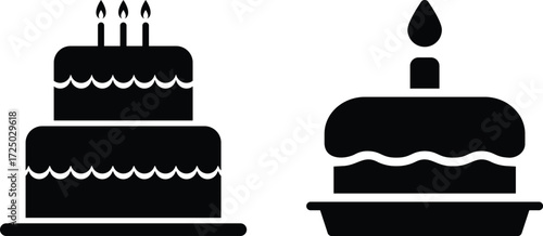 Birthday Cake Silhouette with Candles Vector