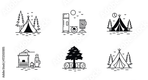 Four distinct black silhouette illustrations of photographers holding cameras and taking pictures isolated on transparent background