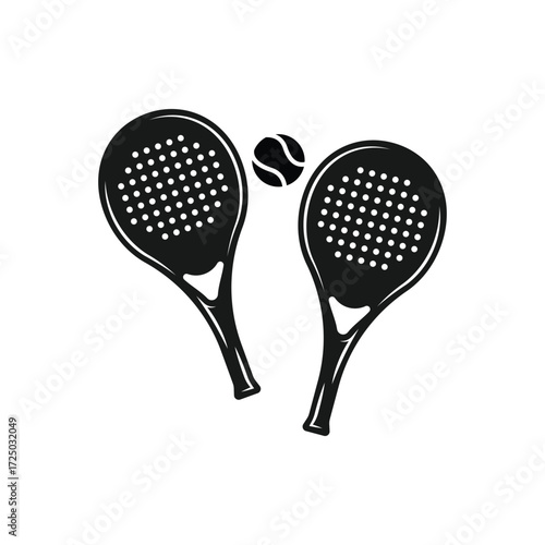 Paddle Tennis logo, paddle club logo with paddle racket,tennis net and ball logo icon vector