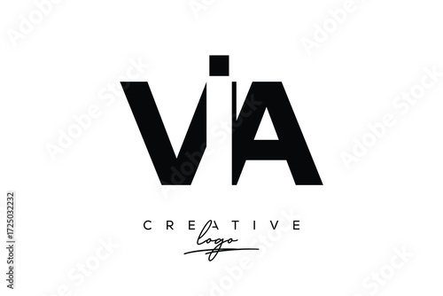 VIA Creative Minimalistic Negative Space Latter Logo with Modern Monogram for Branding and Business Letter mark Logo with Initial Letters Logo Design for Branding.	