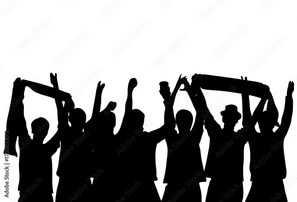 Naklejka premium Silhouette von jubelnden Fans als Hintergrund