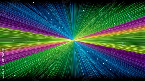 Sci-fi lines radiating from single point with dark blur edges 