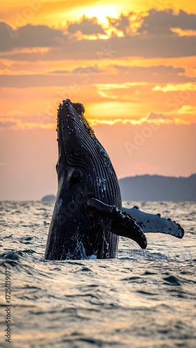 Whale breaching at sunset (1)