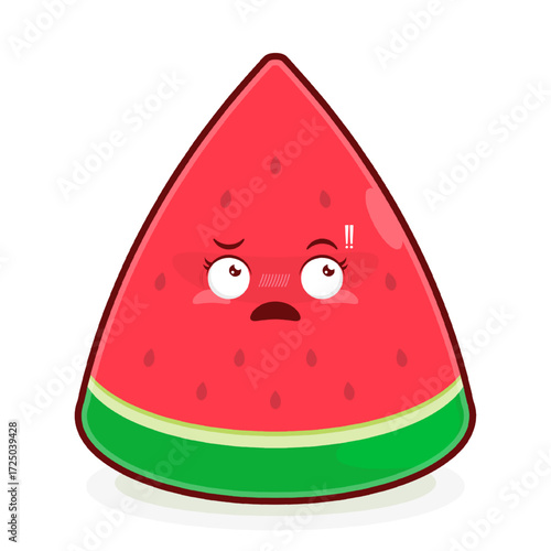 watermelon slice doubt face cartoon cute