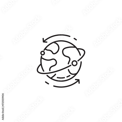 Earth icon, Global Network Symbol Outline icon Transparent background Editable Stroke