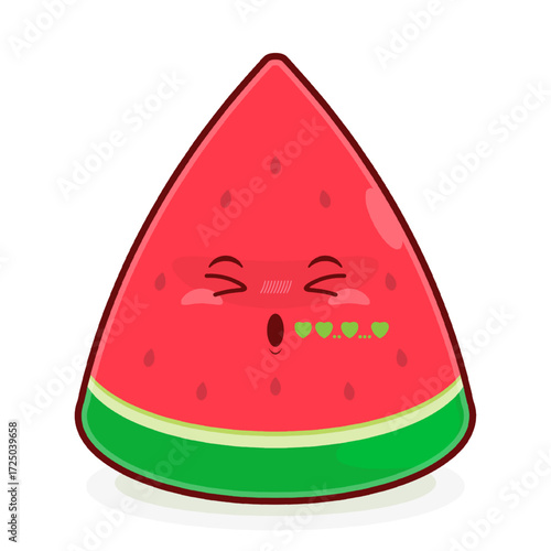 watermelon slice whistling love face cartoon cute