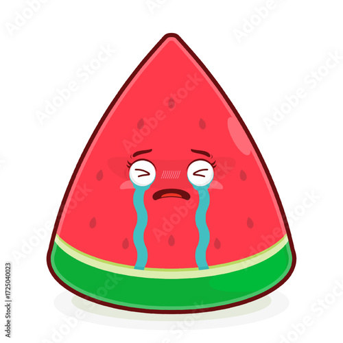 watermelon slice crying face cartoon cute