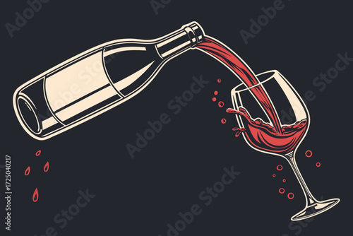 the bottle and glass