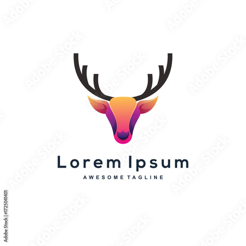 Vector logo illustration deer gradient colorful style