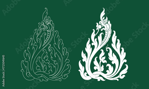 Traditional Khmer pattern art drawing, Cambodia classic art