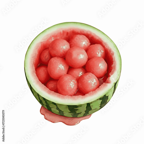 Summer Heart Watermelon halved isolated watercolor vector illustration svg