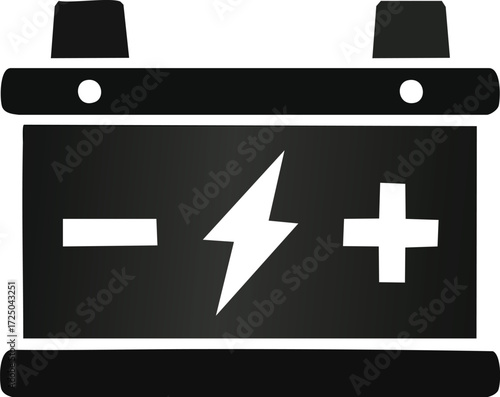 Car Battery Icon with Power Symbol Illustration