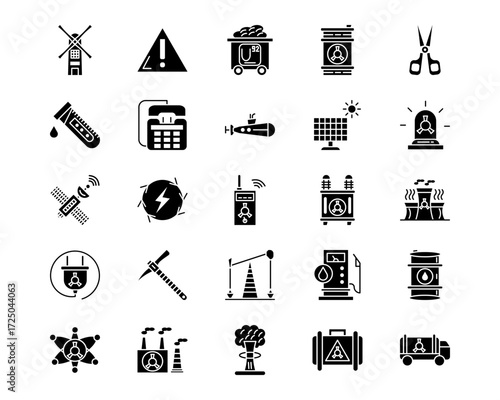 Nuclear Energy Line Vector Icons