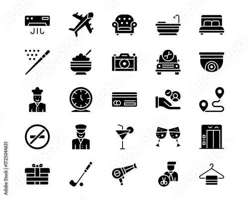Hotel Services Line Vector Icons