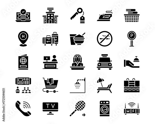Hotel Services Line Vector Icons