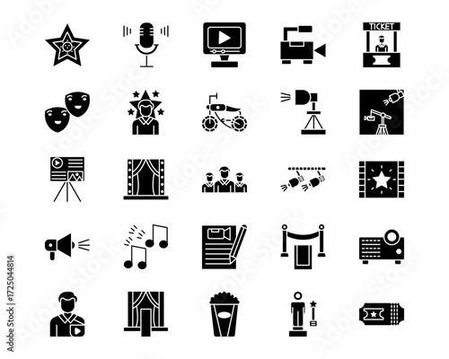 Video Production Line Vector Icons