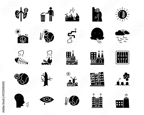 Pollution Line Vector Icons
