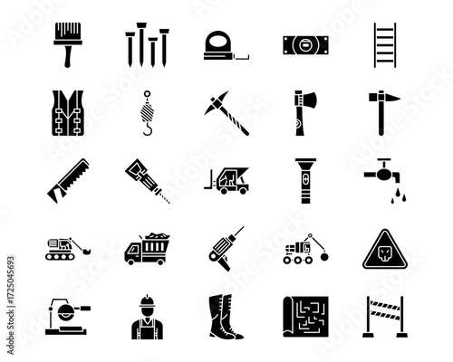 Construction Tools Line Vector Icons