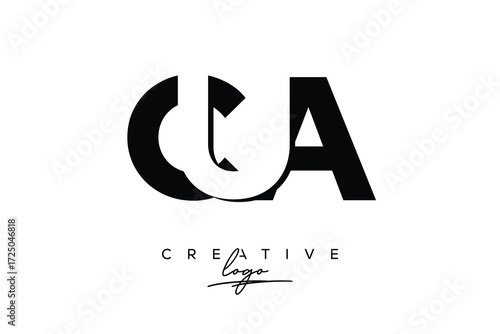 CUA Creative Minimalistic Negative Space Latter Logo with Modern Monogram for Branding and Business Letter mark Logo with Initial Letters Logo Design for Branding.	
