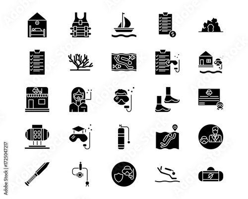 Vacation and Tourism Line Vector Icons
