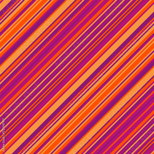 Vibrant diagonal stripes in orange and purple create a dynamic, energetic pattern perfect for backgrounds, textiles, or packaging.