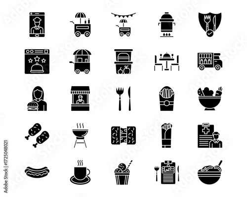 Street Food Line Vector Icons