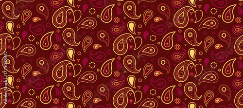 Curly style in abstract wallpaper. Paisley mandala on rug boho. Flowery event of intricacy pattern.