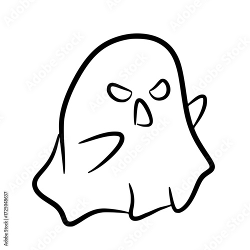 Funny cartoon ghost pointing with hand